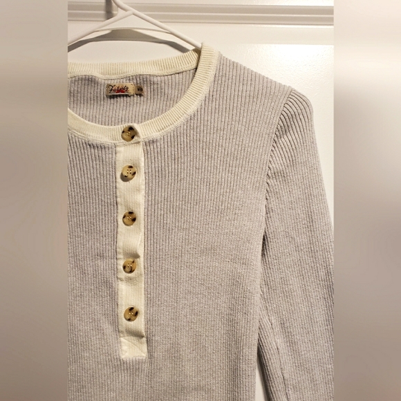 Faherty Shirt Top Ribbed Sweater Medium - Picture 3 of 5